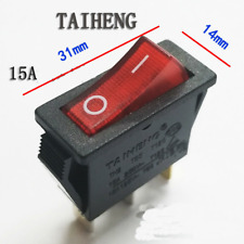 1PC  Red Lamp Rocker Switch 3 Pins 2 Positions 15A 125/250VAC TH2 T85 T120