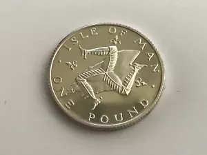 1980 SOLID SILVER PROOF 1 ONE POUND COIN ISLE OF MAN - Picture 1 of 4