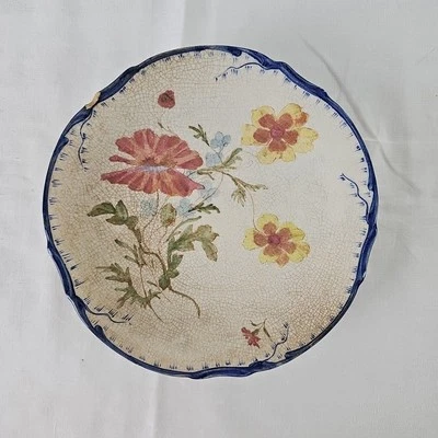 Assiette Élevée Décor Olga De Creil Et Montereau En Terre De Fer Polychrome - Photo 1/4