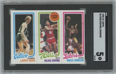 1980-81 Topps Larry Bird/Magic Johnson Rookie SGC 5 Celtics/Lakers #34 / 139 A57 - Image 1 of 2