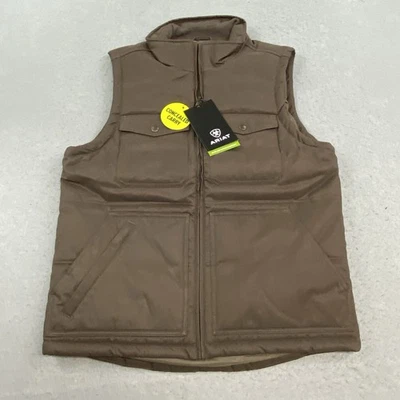 Chaqueta Ariat Para Hombres Pequeña Bracken Marrón Chaleco Lona Grizzly Ocultar Llevar Cremallera Completa Foto 1 de 4