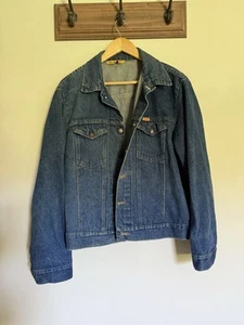 Vintage 80s RUSTLER Denim Jean Jacket Trucker Blue Jean Large USA Oversized - Picture 1 of 14