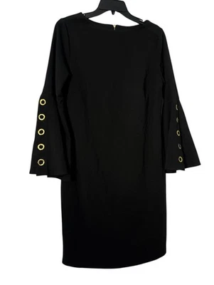 Vestido negro Emma Michele mangas campana funda carrera minimalista dorado para mujer 6 Foto 1 de 4