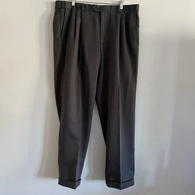 Мужские брюки George 38 x 32 темно-серый классический крой плиссированные полиэстер с манжетами - Изображение 1 из 4