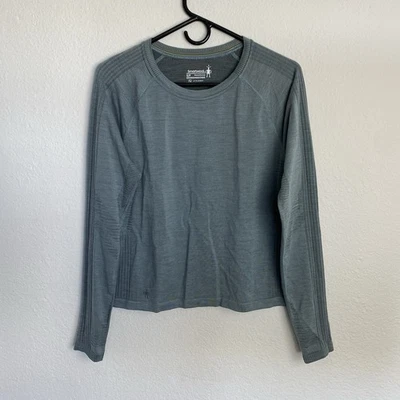 Camisa Smartwool Intraknit Active Sin Costuras Manga Larga Para Mujer Pequeña Azul Peltre Foto 1 de 4