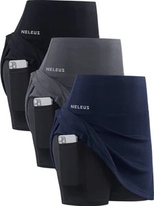 Women's 2 in 1 Tennis Skirts with Pockets High Waisted Athletic Running Short... - Picture 1 of 7