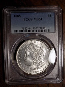 1888-P Morgan Silver Dollar - PCGS MS64 - Flashy White Choice/Gem BU! - Picture 1 of 2