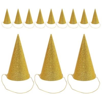  12 PCS Pink Glitter Birthday Hat Cone Party for Kids Hats Decoration - Image 1 of 4