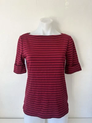 Ralph Lauren Top Women Large Petite Red Cotton Tee Short Sleeves NEW - Image 1 of 4