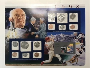 1998 P/D Uncirculated Mint Set Postal Commemorative Society Coin & Stamps - Picture 1 of 7
