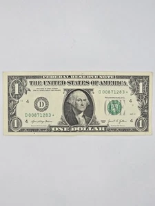 $1 Dollar Bill, in a Serial Number D 00871283 ☆, 2021 - Picture 1 of 5