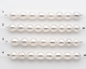 11-12mm White South Sea Pearl Short Strand, Near Round and Natural Color Pearls - Picture 1 of 9