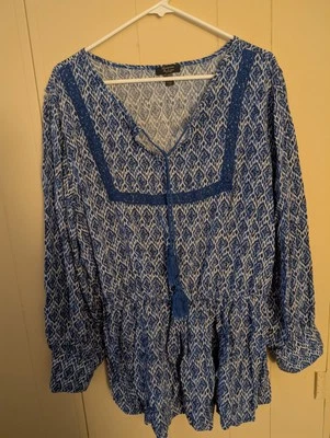 Mackenzie & James Peplum Blouse Size 2XL V-Neck Paisley Print Peasant Read - Image 1 of 4