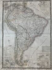 1826 South America Large Hand Coloured Antique Map by Adrien Brue