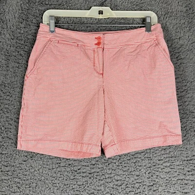 Pantalones Cortos Tommy Bahama Para Mujer 4 Rojo/Blanco Tracy Rayas Calce Ligero Tiro Clásico Foto 1 de 4