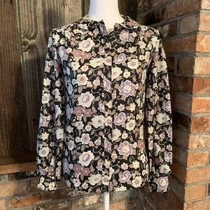 Vintage Blumen Bluse bescheiden dunkel Fee Whimsigoth Gr. 10 - Bild 1 von 5