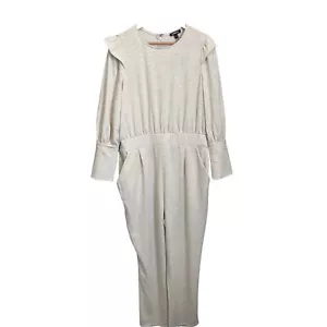 NWT Express XL Cream Jumpsuit Romper Long Sleeves Pants Ruffles XLarge - Picture 1 of 10