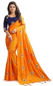 All Colors Women's Banarasi Paper Silk Tesselled Ethnic Saree & Unstitch Blouse - Bild 1 von 16