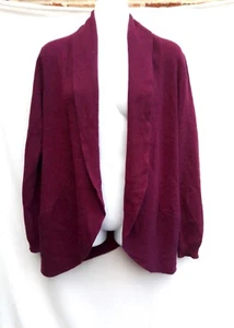 Charter Club 100% Cashmere FLAW HOLE Size M Magenta Cardigan Women's Open front - Picture 1 of 8