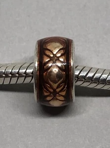 Pandora .925 Silver Golden Floral Vintage Spacer with Gold Enamel - 791034EN29 - Picture 1 of 5