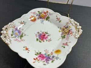 Vintage Royal Crown Derby 8" Posies 4 Sided Footed Handled Bowl - Picture 1 of 14