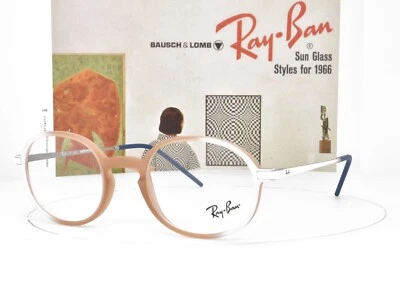 Óculos Ray-Ban autêntico geada marrom claro borracha branca 50-21-145 7153 5791 - Imagem 1 de 4