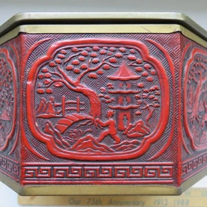 Vintage Tin Guildcraft New York Cinnabar Design Tin Dragon Lid Children Pagoda - Picture 1 of 11