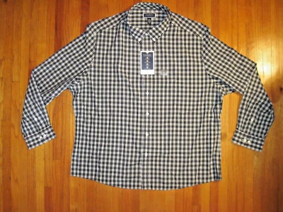 Club Room Slim Fit Black/Gray Check Long Sleeve Shirt Size 2XL 18-18 1/2-35 NWT - Image 1 of 4