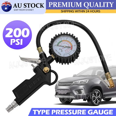 220PSI Tyre Inflator Truck Car Motorcycle Air Tire Pressure Gauge With Hose Pump - image 1 of 4