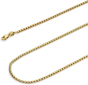Real 14k Yellow Gold 1.8mm Semi-Solid Half Round Box Chain 16 18 20 22 24 Inches - Picture 1 of 5