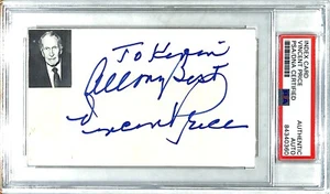 Tarjeta de índice firmada autografiada PSA/ADN losada VINCENT PRICE - Imagen 1 de 3