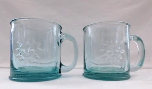 Vintage Made in Spain San Miguel 100% Recycled Glass 2 Mug/Cups 12oz 3.75" w2s9 - Picture 1 of 5