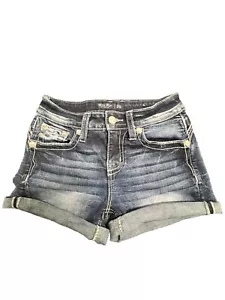 Pantalones cortos de mezclilla Miss Me de tiro bajo azul para mujer TALLA 25 - Imagen 1 de 3