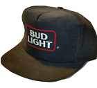 Bud Light Beer Hat Cap Charcoal Flat Brim Made in USA Snap Back NOS