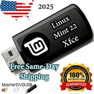 Linux Mint 22 XFCE Edition - Bootable Live/Installer USB | Same Day Shipping USA - Picture 1 of 8