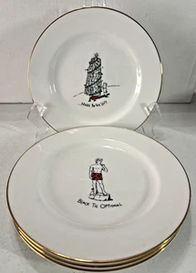 Merry Masterpieces Fine Porcelain Salad/dessert/luncheon Plates 1999 gold rim - Picture 1 of 7