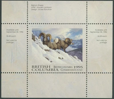 1995 CANADA-BRITISH COLUMBIA CONSERVATION FUND , BIGHORN SHEEP, VD.#BCC1 - Image 1 of 3