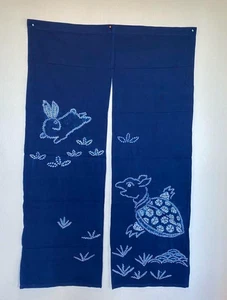 Tenda stile giapponese Boro Noren vecchio panno vintage tinto indaco coniglio cotone JP - Foto 1 di 5