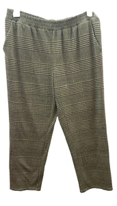 Robert Louis Women's XL Tan & Black Houndstooth Slash Pocket Stretch Waist Pants - Picture 1 of 7