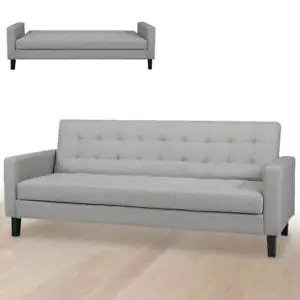 Divano Letto Clic Clac 3 Posti Tessuto Imbottito Braccioli Grigio Ligh 204x85x81 - Foto 1 di 5