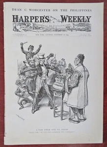 Uncle Sam China Commerce Philippines Harvard Horse Show NYC Harper's 1899 issue - Picture 1 of 12