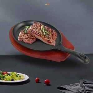 2-In-1 Cast Iron Sizzling Hot Plate Frying Pan Japan BBQ Grill Steak Plate Tray - Picture 1 of 5