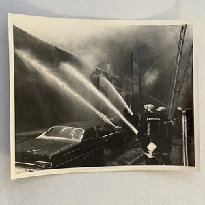 Firefighting Fire Fighter Fire Photo Photograph Print VIntage - Picture 1 of 6