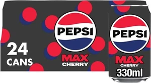 Pepsi Max Cherry No Sugar Cola Cans 24 x 330ml | Pack of 24 | - Picture 1 of 3