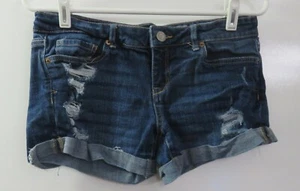 Pantalones cortos de mezclilla azul envejecido Aeropostale MIDI Juniors - talla 4 - Imagen 1 de 5