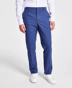 Tommy Hilfiger Men's Modern Fit TH Flex Pants 33 x 32 NWT Blue Flat Front Plaid - Picture 1 of 9