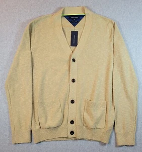 Tommy Hilfiger Cardigan Sweater Men's Size Large Beige Pockets V-Neck Linen - Picture 1 of 16