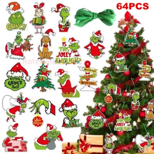 64 Piece Cute Christmas Grinch Ornaments Tree Hanging Decoration Figure Pendant - Picture 1 of 6
