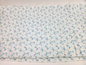 4+yds Seersucker Stripe Petite Blue Pink Flowers Fabric Polished Cotton White