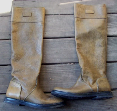 Donna Karan Botas de Montar Altas Cuero Verde Oliva 41 10 11 Mujer Italia Lagenlook Foto 1 de 4